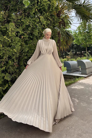 Lilya Tesettür Abiye - FioraofDress - tesettur - abiye - 44 - bejj - hijab - evening - dress