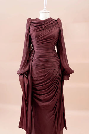 Lotus Tesettür Abiye - FioraofDress - tesettur - abiye - bery burgundy - 38 - hijab - evening - dress