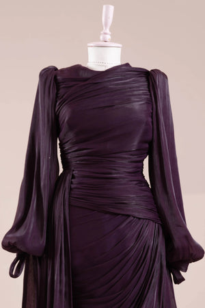 Lotus Tesettür Abiye - FioraofDress - tesettur - abiye - Ametist Moru - 38 - hijab - evening - dress