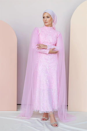 Mahidevran Tesettür Abiye - FioraofDress - tesettur - abiye - 48 - PEMBE - hijab - evening - dress