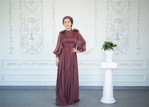 Mahur Tesettür Abiye - FioraofDress - tesettur - abiye - 42 - Pudra - hijab - evening - dress