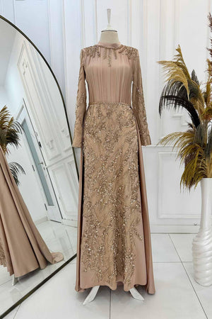 Merry Abiye - FioraofDress - tesettur - abiye - 48 - rose - hijab - evening - dress