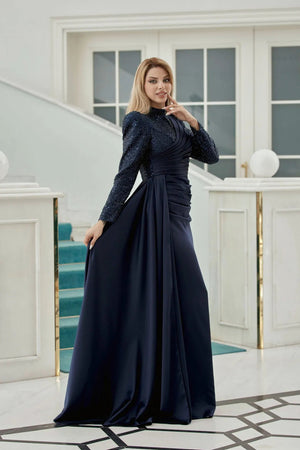 Mihri Tesettür Abiye - FioraofDress - tesettur - abiye - lacivert - 38 - hijab - evening - dress