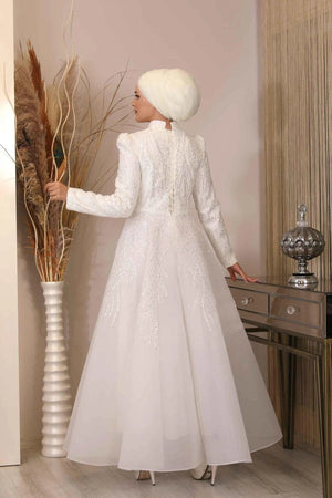 Mihrimah Abiye - FioraofDress - tesettur - abiye - 54 - Beyaz - hijab - evening - dress