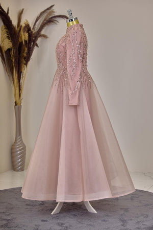 Mila Abiye Tesettür - FioraofDress - tesettur - abiye - Somon - 38 - hijab - evening - dress