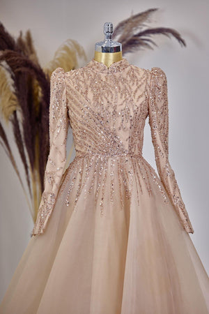 Mila Abiye Tesettür - FioraofDress - tesettur - abiye - GOLD - 38 - hijab - evening - dress