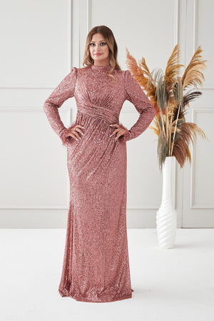 Milena Tesettür Abiye - FioraofDress - tesettur - abiye - KİREMİT - 38 - hijab - evening - dress