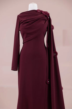 Mire Tesettür Abiye - FioraofDress - tesettur - abiye - BORDO - 38 - hijab - evening - dress