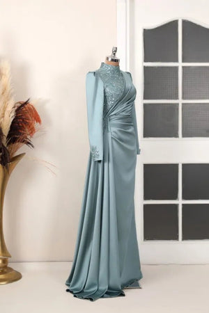 Monica Tesettür Abiye - FioraofDress - tesettur - abiye - mint - 38 - hijab - evening - dress
