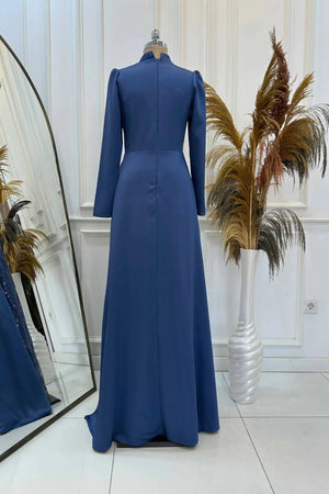 Natalie Tesettür Abiye - FioraofDress - tesettur - abiye - indigo - 36 - hijab - evening - dress