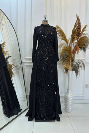 Natalie Tesettür Abiye - FioraofDress - tesettur - abiye - Siyahh - 36 - hijab - evening - dress