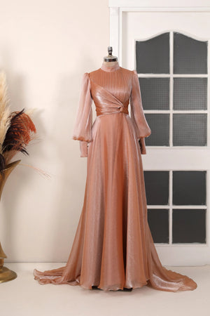 Naz Abiye - FioraofDress - tesettur - abiye - 38 - Bakır - hijab - evening - dress