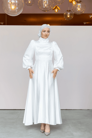 Neck Tesettür Abiye - FioraofDress - tesettur - abiye - 46 - Beyaz - hijab - evening - dress