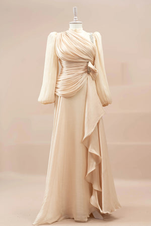 Nedya Tesettür Abiye - FioraofDress - tesettur - abiye - Ekru - 38 - hijab - evening - dress