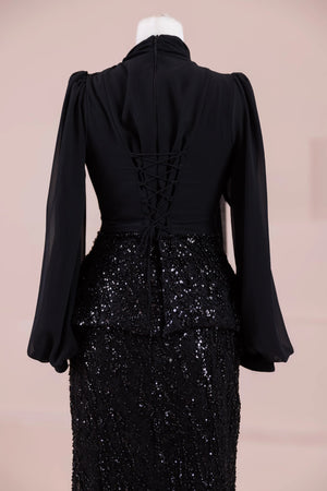 Nisa Tesettür Abiye - FioraofDress - tesettur - abiye - SİYAH - 38 - hijab - evening - dress