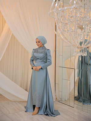 Nisa Tesettür Abiye - FioraofDress - tesettur - abiye - YAĞ YEŞİLİ - 38 - hijab - evening - dress
