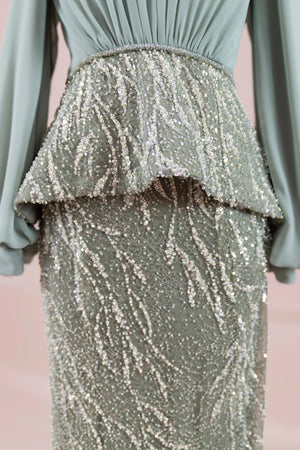 Nisa Tesettür Abiye - FioraofDress - tesettur - abiye - YAĞ YEŞİLİ - 38 - hijab - evening - dress