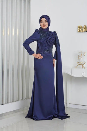 Noura Tesettür Abiye - FioraofDress - tesettur - abiye - 48 - lacivert - hijab - evening - dress
