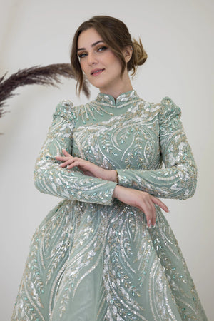 Önü Aplik İşleme Pelerinli Kayra Tesettür Abiye - FioraofDress - tesettur - abiye - çagla - 38 - hijab - evening - dress