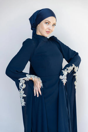Queen Teseetür Abiye - FioraofDress - tesettur - abiye - 36 - LACİVERT - hijab - evening - dress