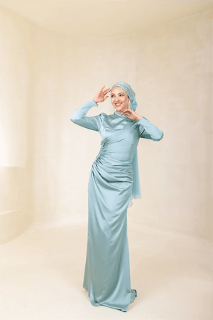 Romola Tesettür Abiye - FioraofDress - tesettur - abiye - 44 - mint - hijab - evening - dress