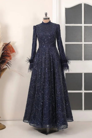 Rosalin Tesettür Abiye - FioraofDress - tesettur - abiye - lacivert - 36 - hijab - evening - dress