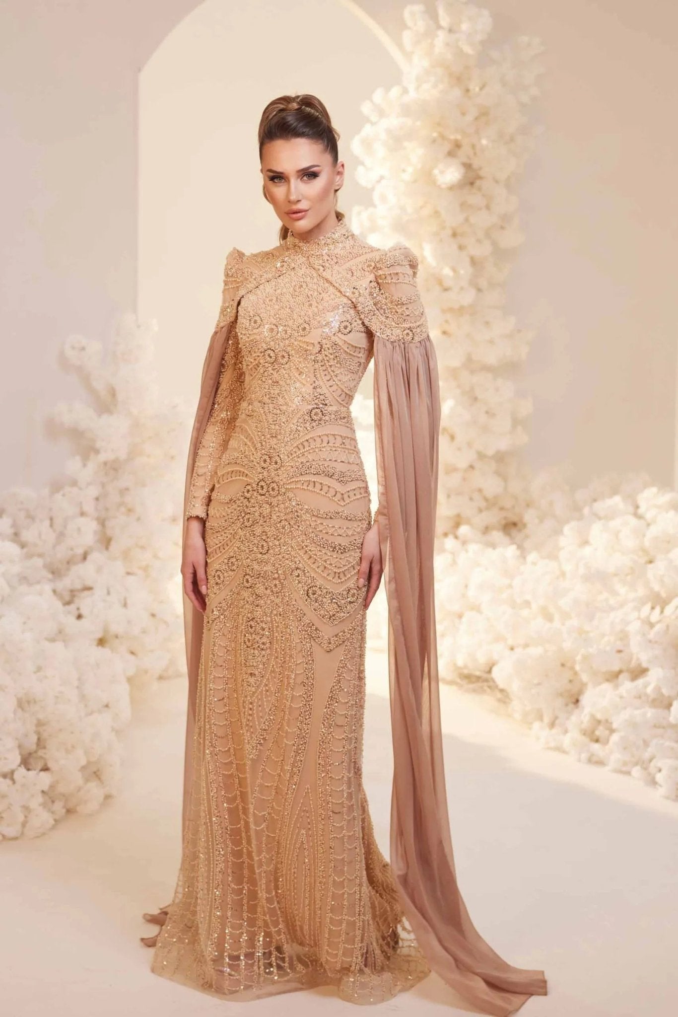 Sabrina Tesettür Abiye - FioraofDress - tesettur - abiye - GOLD - 38 - hijab - evening - dress