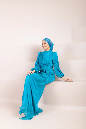 Safir Tesettür Abiye - FioraofDress - tesettur - abiye - PETROL - 38 - hijab - evening - dress