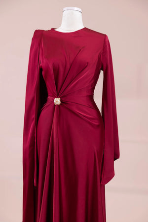 Satenya Tesettür Abiye - FioraofDress - tesettur - abiye - BORDO - 38 - hijab - evening - dress
