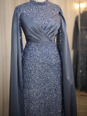 Sedef Tesettür Abiye - FioraofDress - tesettur - abiye - 48 - indigo - hijab - evening - dress