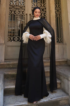 Şehrazat Tesettür Abiye - FioraofDress - tesettur - abiye - Siyah Beyaz - 36 - hijab - evening - dress