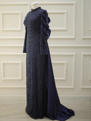 Selen Tesettür Abiye - FioraofDress - tesettur - abiye - indigo - 48 - hijab - evening - dress