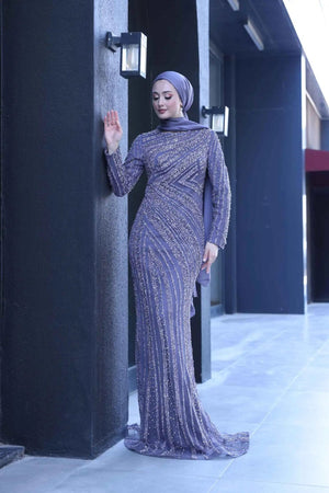 Senna Tesettür Abiye - FioraofDress - tesettur - abiye - 38 - LİLAA - hijab - evening - dress