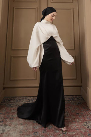 Serra Tesettür Abiye - FioraofDress - tesettur - abiye - 36 - Krem Siyah - hijab - evening - dress