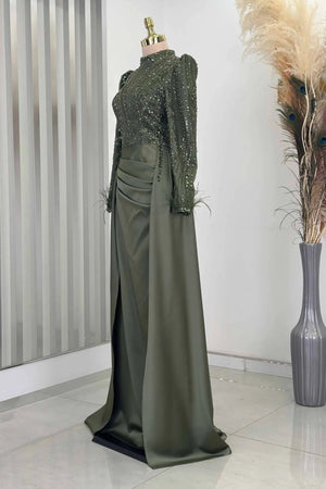 Sherry Tesettür Abiye - FioraofDress - tesettur - abiye - HAKİ - 38 - hijab - evening - dress