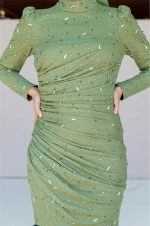 Stone Tesettür Abiye - FioraofDress - tesettur - abiye - 44 - Yağı Yeşil - hijab - evening - dress