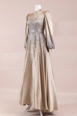 Su Abiye - FioraofDress - tesettur - abiye - 38 - GOLD - hijab - evening - dress
