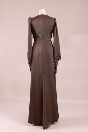 Sue Tesettür Abiye - FioraofDress - tesettur - abiye - Mocha - 38 - hijab - evening - dress