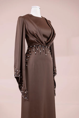 Sue Tesettür Abiye - FioraofDress - tesettur - abiye - Mocha - 38 - hijab - evening - dress