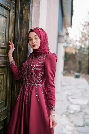 Suyolu işlemeli Tesettür Abiye - FioraofDress - tesettur - abiye - 40 - hijab - evening - dress