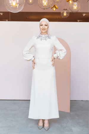 Taçmahal Tesettür Abiye - FioraofDress - tesettur - abiye - 46 - BEJ - hijab - evening - dress