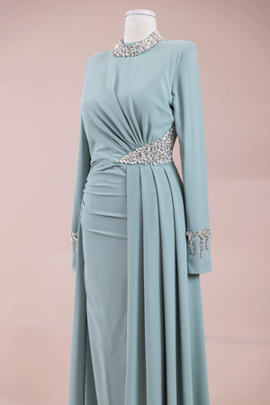 Tasha Tesettür Abiyesar - FioraofDress - tesettur - abiye - mint - 38 - hijab - evening - dress