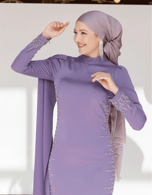 Tek Omuz Pelerinli Tesettür Abiye - FioraofDress - tesettur - abiye - 46 - LİLAA - hijab - evening - dress