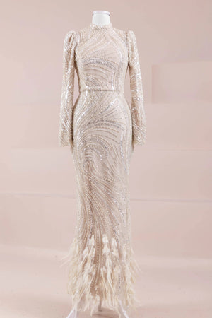 Tira Tesettür Abiye - FioraofDress - tesettur - abiye - BEJ - 38 - hijab - evening - dress