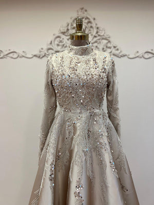 Victoria Tesettür Abiye Gold - FioraofDress - tesettur - abiye - 48 - GOLD - hijab - evening - dress