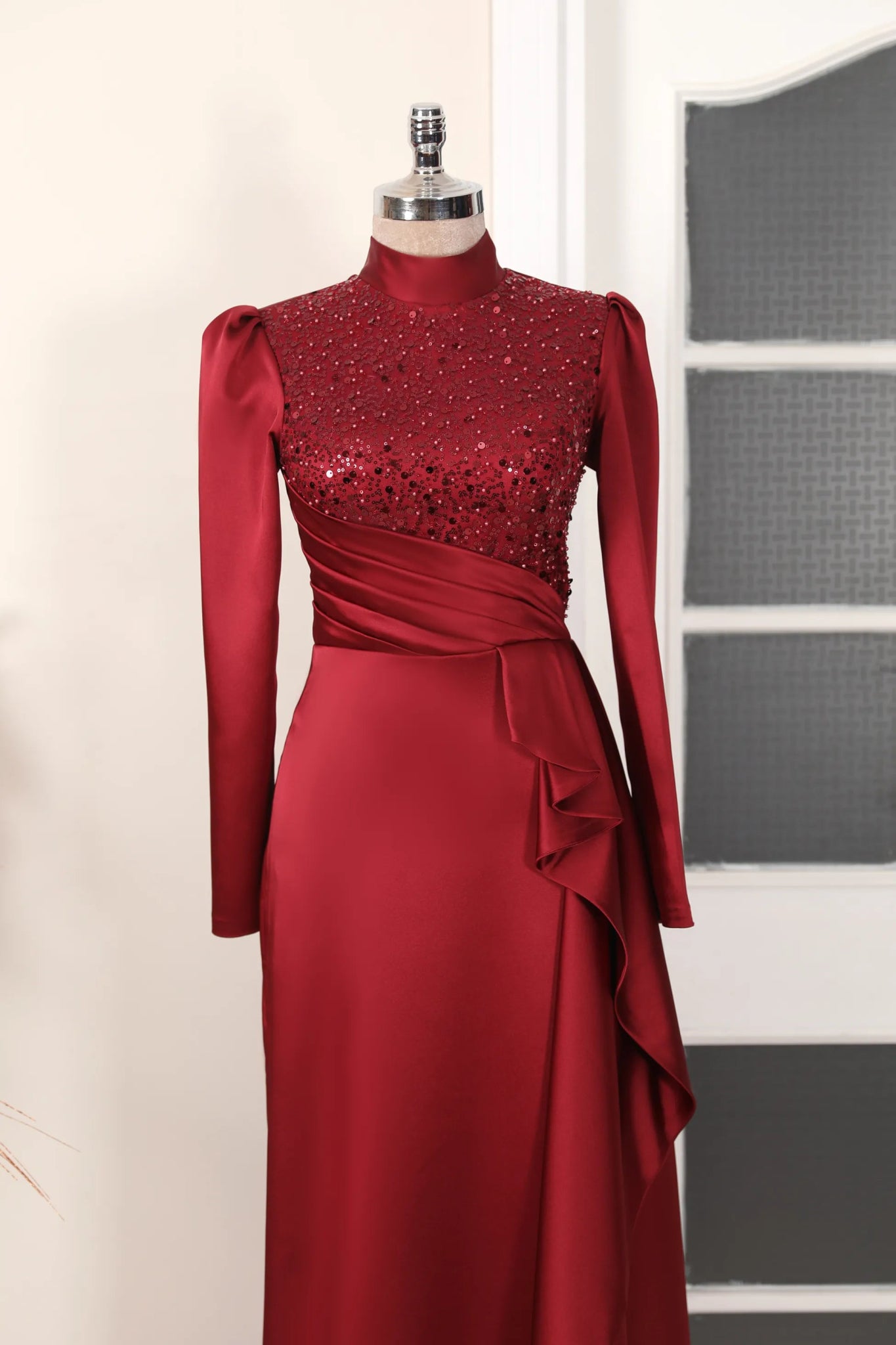 Adriana Abiye - FioraofDress - tesettur - abiye - 38 - Kırmızı - hijab - evening - dress