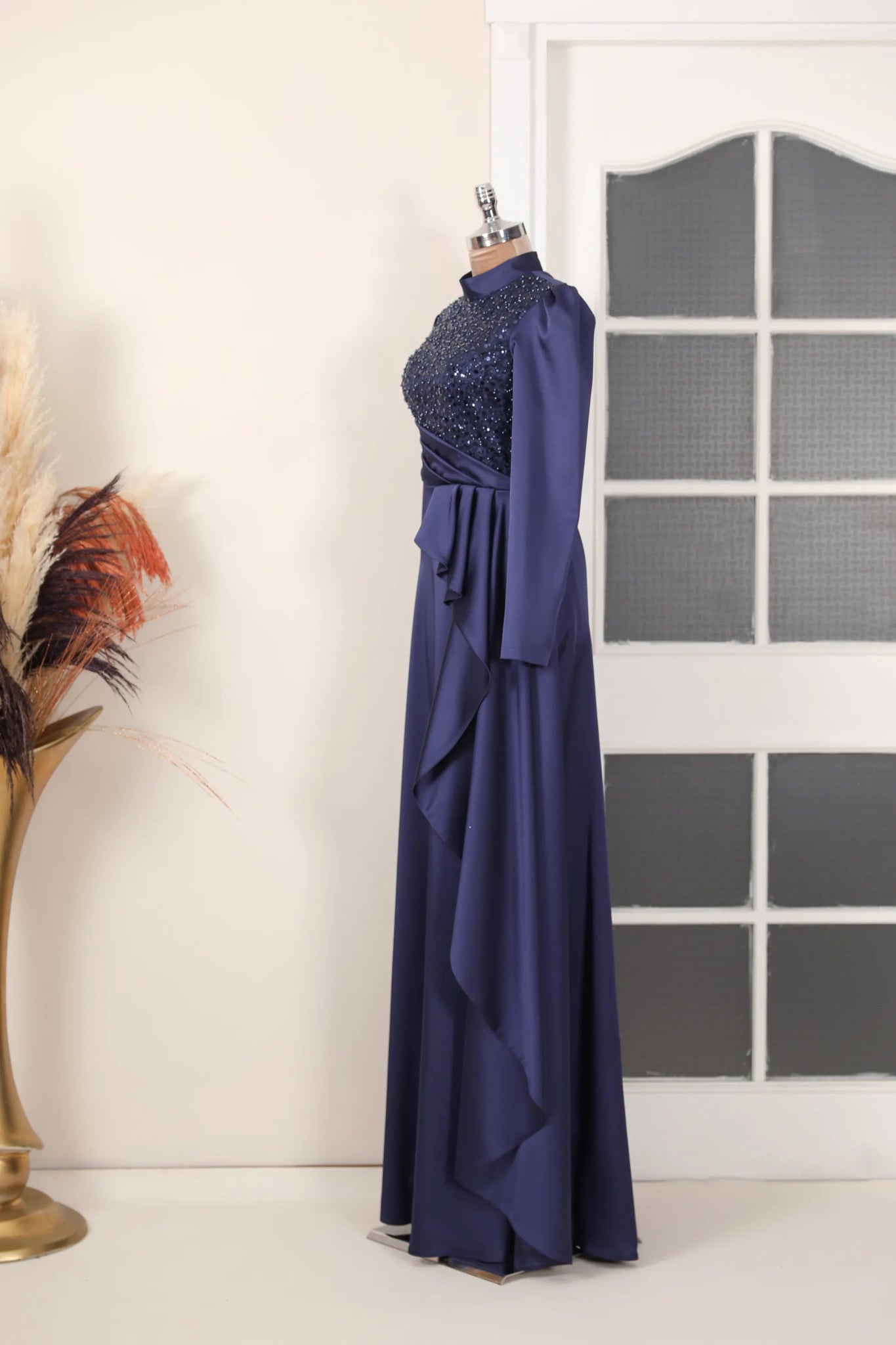 Adriana Abiye - FioraofDress - tesettur - abiye - 38 - lacivert - hijab - evening - dress