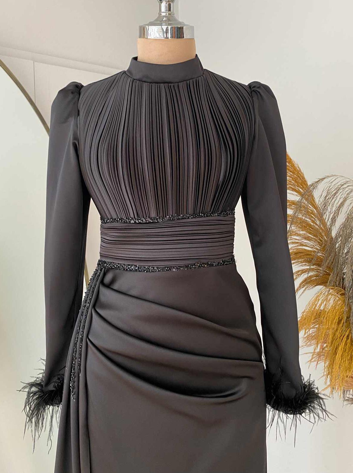 Alina Abiye - FioraofDress - tesettur - abiye - 48 - soğan kabuğu - hijab - evening - dress