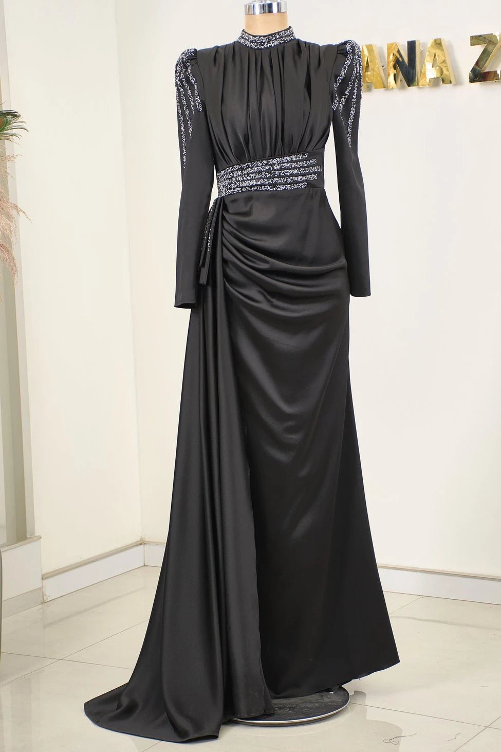 Alina Tesettür Abiye - FioraofDress - tesettur - abiye - 44 - SİYAH - hijab - evening - dress