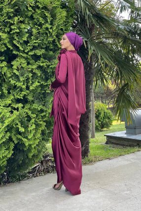 Almira Vişne Çürüğü Tesettür Abiye - FioraofDress - tesettur - abiye - 42 - VİŞNE ÇÜRÜĞÜ - hijab - evening - dress
